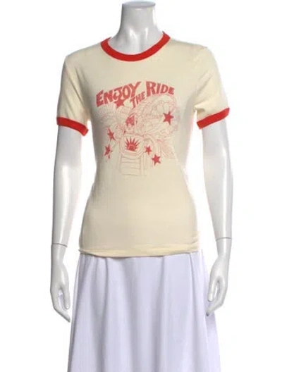 Pre-owned Re/done Graphic Print Crew Neck T-shirt In Neutrals