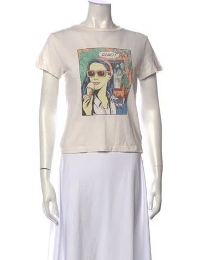Pre-owned Re/done Graphic Print Crew Neck T-shirt In Neutrals