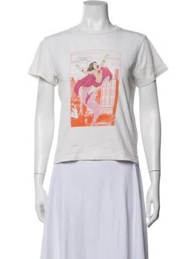 Pre-owned Re/done Graphic Print Crew Neck T-shirt In Neutrals