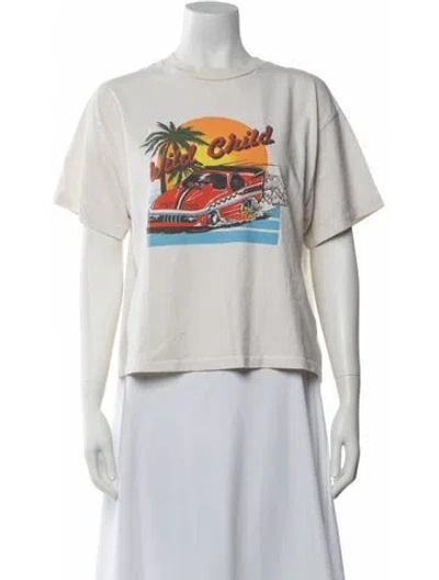 Pre-owned Re/done Graphic Print Crew Neck T-shirt In Neutrals