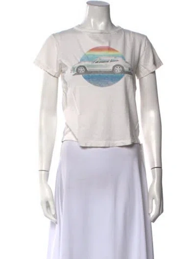 Pre-owned Re/done Graphic Print Crew Neck T-shirt In Neutrals/white