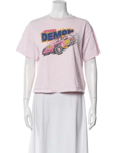 Pre-owned Re/done Graphic Print Crew Neck T-shirt In Pink