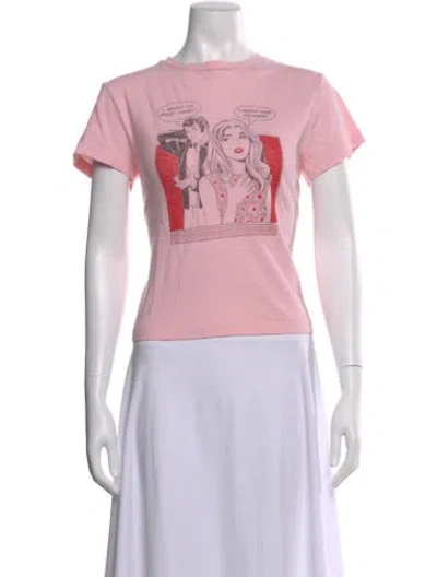 Pre-owned Re/done Graphic Print Crew Neck T-shirt In Pink