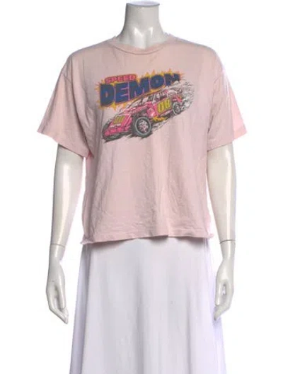 Pre-owned Re/done Graphic Print Crew Neck T-shirt In Pink