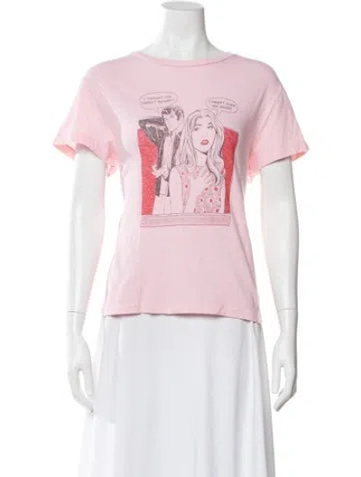 Pre-owned Re/done Graphic Print Crew Neck T-shirt In Pink