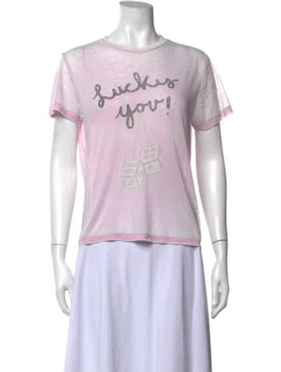 Pre-owned Re/done Graphic Print Crew Neck T-shirt In Pink