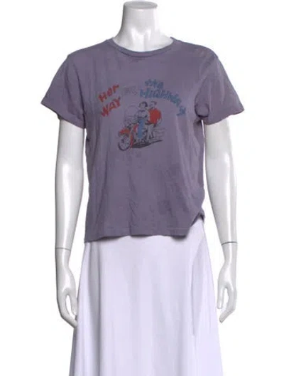 Pre-owned Re/done Graphic Print Crew Neck T-shirt In Purple