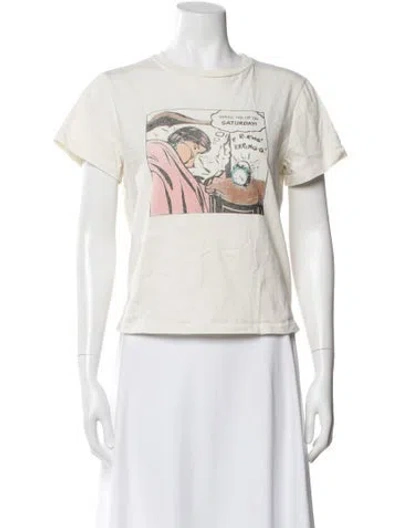 Pre-owned Re/done Graphic Print Crew Neck T-shirt In White
