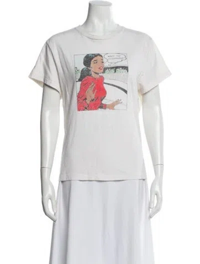 Pre-owned Re/done Graphic Print Crew Neck T-shirt In White