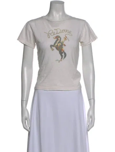 Pre-owned Re/done Graphic Print Crew Neck T-shirt In White