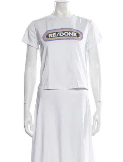 Pre-owned Re/done Graphic Print Crew Neck T-shirt In White