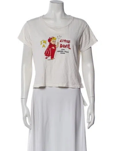 Pre-owned Re/done Graphic Print Crew Neck T-shirt In White