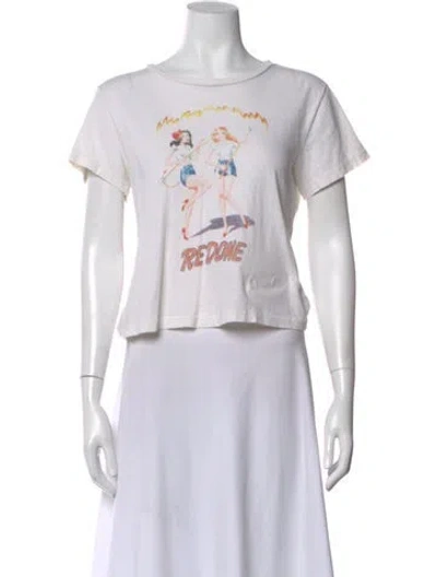 Pre-owned Re/done Graphic Print Crew Neck T-shirt In White