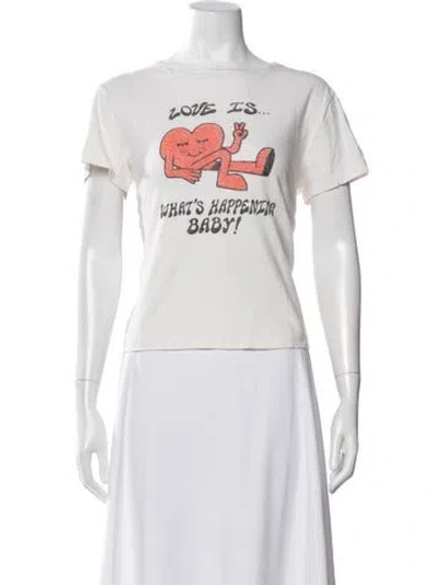 Pre-owned Re/done Graphic Print Crew Neck T-shirt In White