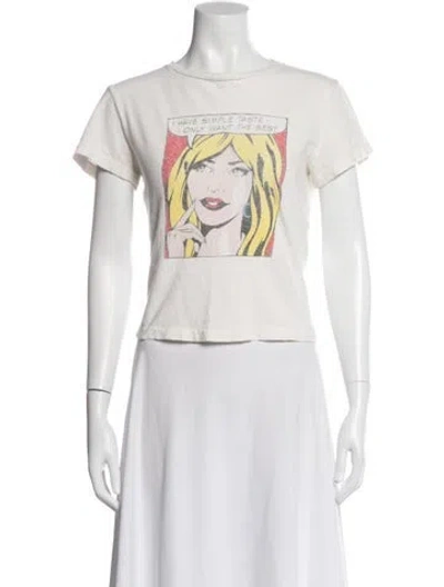Pre-owned Re/done Graphic Print Crew Neck T-shirt In White