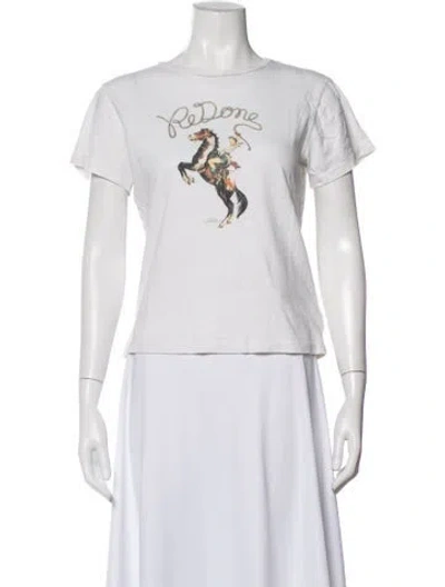 Pre-owned Re/done Graphic Print Crew Neck T-shirt In White