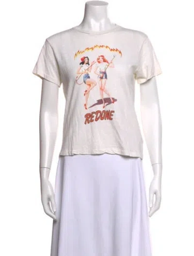 Pre-owned Re/done Graphic Print Crew Neck T-shirt In White