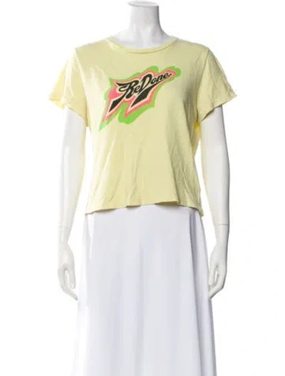 Pre-owned Re/done Graphic Print Crew Neck T-shirt In Yellow