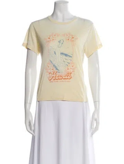 Pre-owned Re/done Graphic Print Crew Neck T-shirt In Yellow