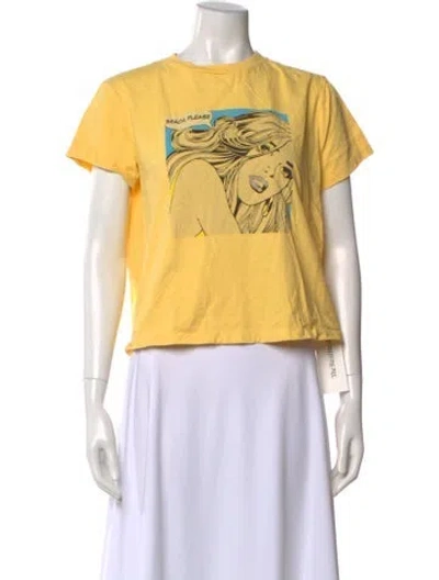 Pre-owned Re/done Graphic Print Crew Neck T-shirt In Yellow