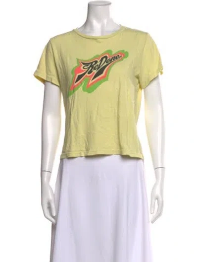 Pre-owned Re/done Graphic Print Crew Neck T-shirt In Yellow