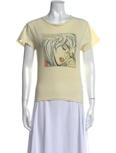 Pre-owned Re/done Graphic Print Crew Neck T-shirt In Yellow