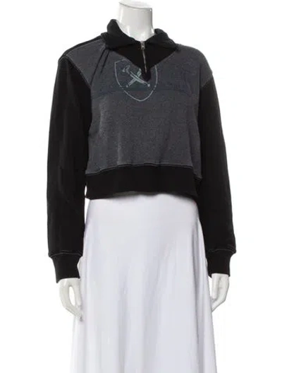 Pre-owned Re/done Graphic Print Long Sleeve Crop Top In Gray