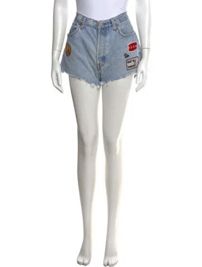 Pre-owned Re/done Graphic Print Mini Shorts In Blue