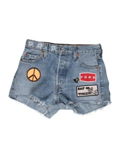 Pre-owned Re/done Graphic Print Mini Shorts In Blue