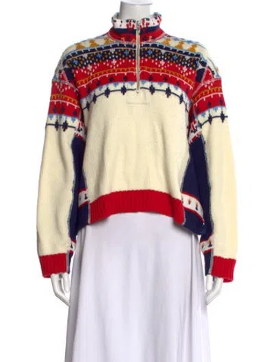 Pre-owned Re/done Graphic Print Mock Neck Sweater In Yellow