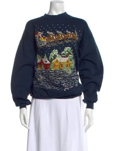 Pre-owned Re/done Graphic Print Mock Neck Sweatshirt W/ Tags In Blue