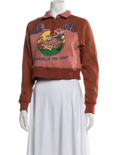 Pre-owned Re/done Graphic Print V-neck Sweater In Orange