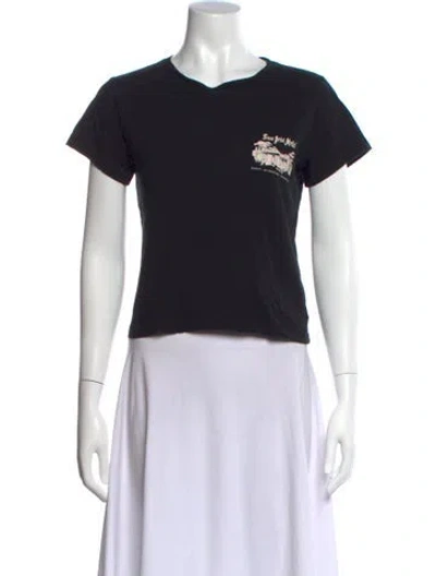 Pre-owned Re/done Graphic Print V-neck T-shirt In Black