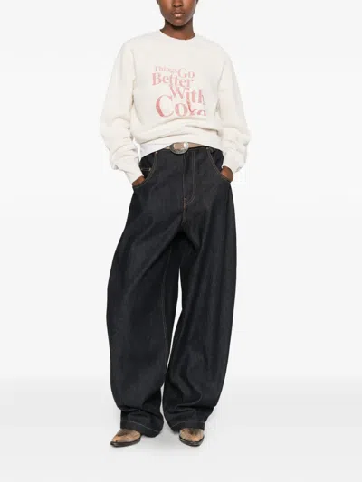 Re/done Graphic-print Raglan-sleeve Sweatshirt In Neutral