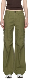 Re/done Pleated Cotton Cargo Pants In Bayleaf