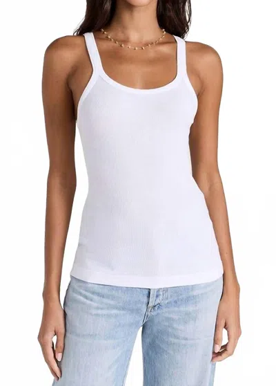 Re/done Hanes Cropped Rib Tank Top In White