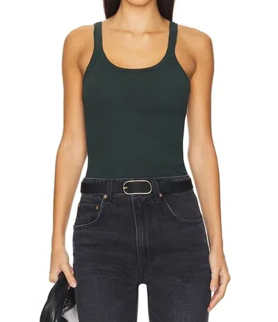 Re/done Hanes Ribbed Tank Top In Juniper