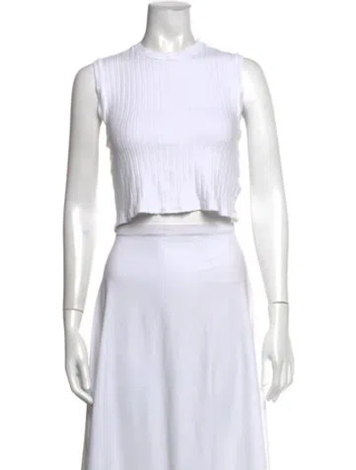 Pre-owned Re/done Hemp Crew Neck Crop Top In White