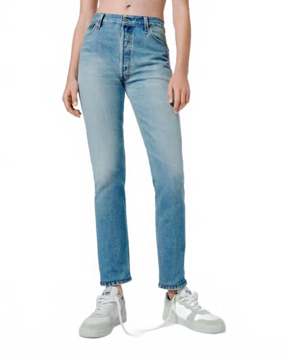 Re/done High Rise Ankle Crop Jeans In Indigo In Blue