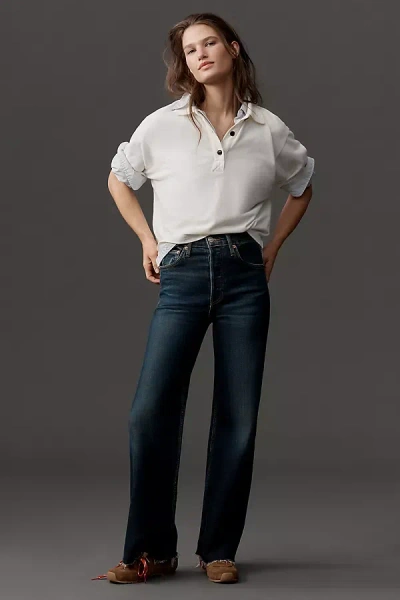 Re/done High-rise Crop Wide-leg Jeans In Blue