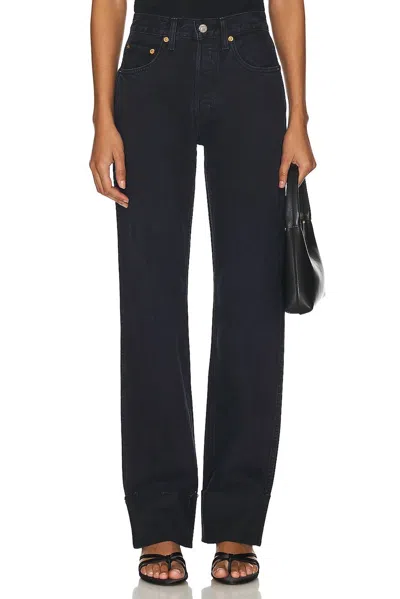 Re/done High Rise Loose Long Jeans In Blacken Blue