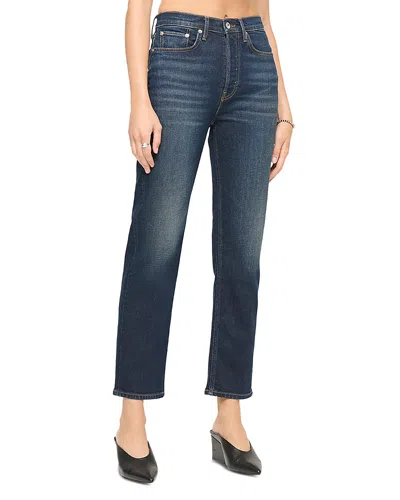 Re/done High Rise Pipe Jeans In Barely Worn In Blue