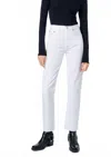 Re/done High Rise Stove Pipe Straight Jeans In Vintage White Worn In White
