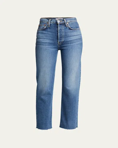 Re/done High-rise Stovepipe Jeans With Raw-edge Hem In Multi