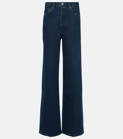 Re/done High-rise Wide-leg Jeans In Blue