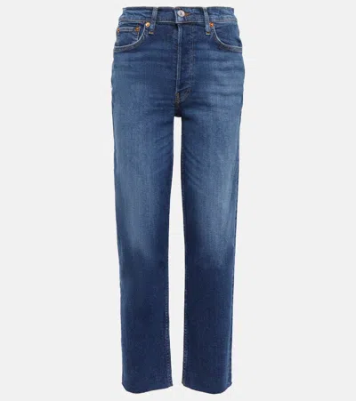 Re/done 90s High-rise Straight-leg Jeans In Mid Denim