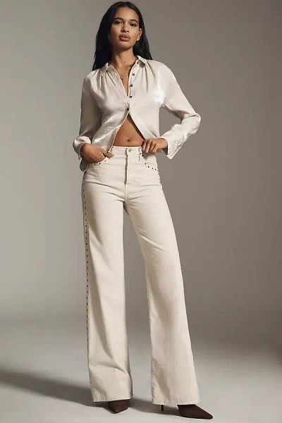 Re/done High-rise Vintage Studded Wide-leg Jeans In Neutral