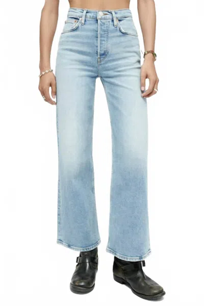 Re/done High Rise Wide Leg Crop Jean In Blazed Indigo In Blue