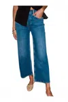 Re/done High Rise Wide Leg Crop Jeans In Blue In Blue