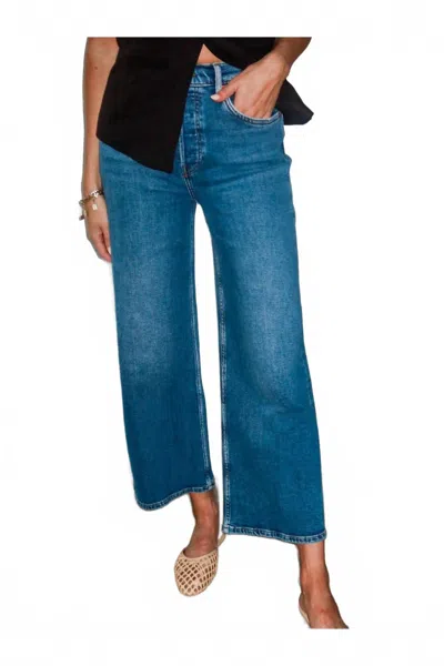 Re/done High Rise Wide Leg Crop Jeans In Blue
